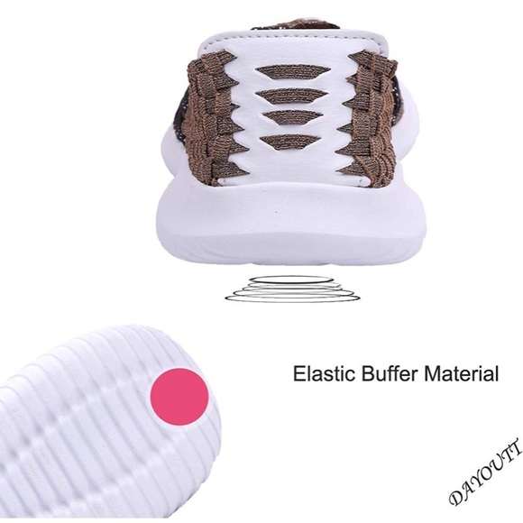 Woven Comfort Lightweight  Elasticized Shoe-Brown - Picture 5 of 8